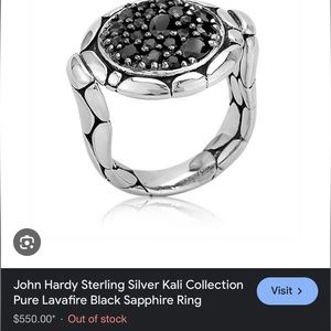 John Hardy Kali Lavafire Black Sapphire Ring size 8